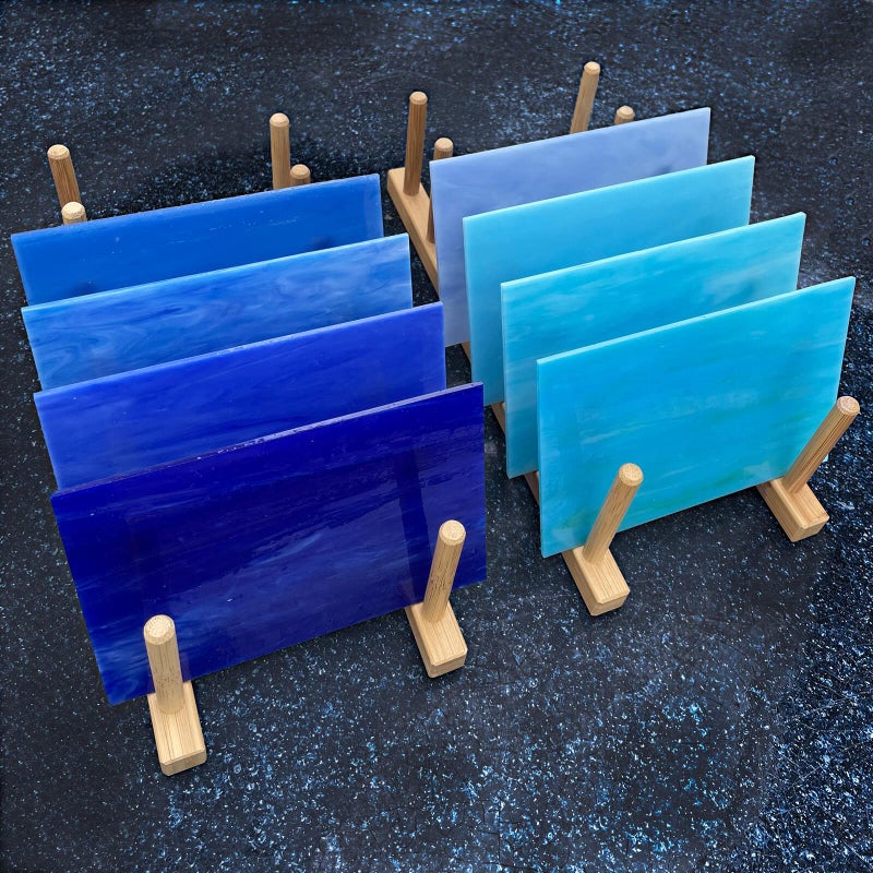 LITMIND 8 Sheets Blue Stained Glass Variety Pack, 4 x 6 Inch Mosaic Tiles for Crafts, Art Pack, Mixed Colors and Textures (Shades of Blue) - Image 2